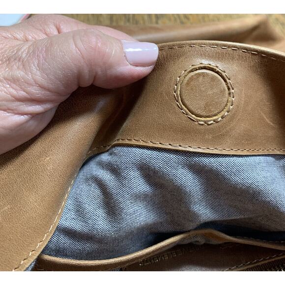 Positive Elements Genuine Leather Crossbody Purse Gold Ring Handles Large Modern - Picture 8 of 9